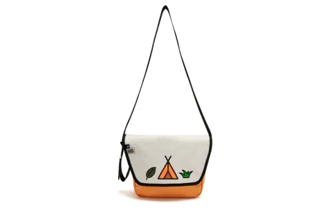New Balance Fabric Shoulder Bag, Crossbody Bag Regular Unisex White & Orange