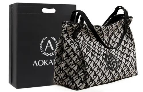 AOKANG Fabric Tote Bag, Shopping Bag, Handbag, Underarm Shoulder Bag, Mom Bag Large Women's Hepburn Black