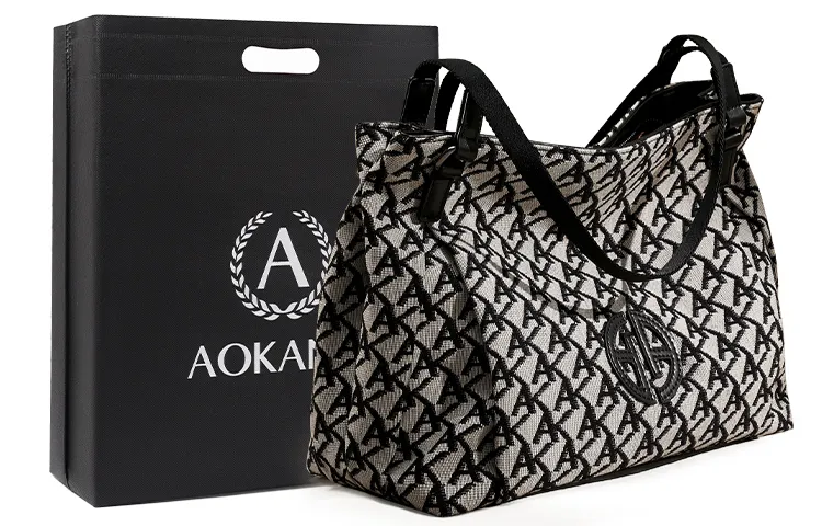 AOKANG Fabric Tote Bag, Shopping Bag, Handbag, Underarm Shoulder Bag, Mom Bag Large Women's Hepburn Black