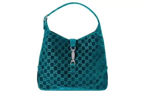 GUCCI Jackie 1961 Velvet Handbag, Shoulder Bag Women's Dark Blue