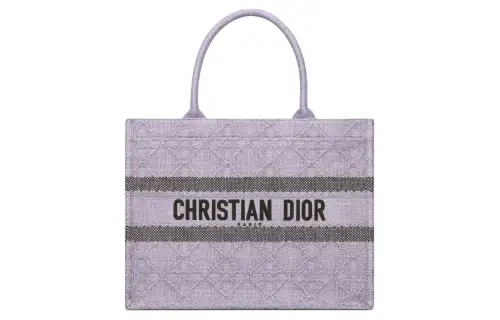 DIOR BookTote Raffia Grass Tote Bag, Shopping Bag, Handbag Medium Women's Light Purple