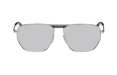 Balenciaga Metal Acetate Irregular Shape Sunglasses Unisex Silver