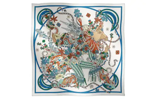 HERMES Abstract Pattern Scarves Women's Multicolor