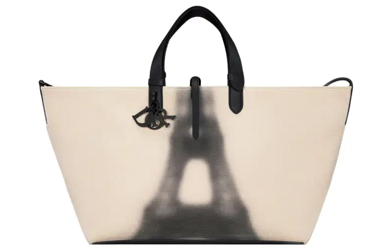 DIOR Toujours Leather Native Handbag Large Women's Milk White & Black