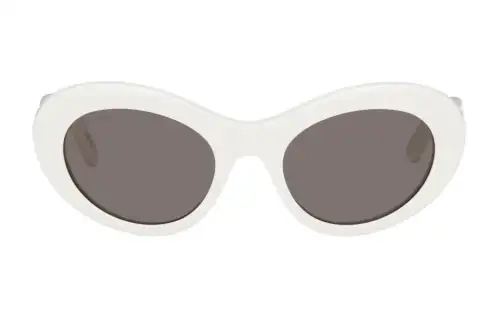 Balenciaga Acetate Irregular Shape Sunglasses Men's White