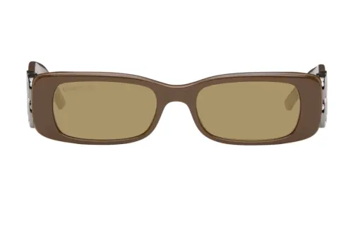 Balenciaga Acetate Irregular Shape Sunglasses Unisex Brown