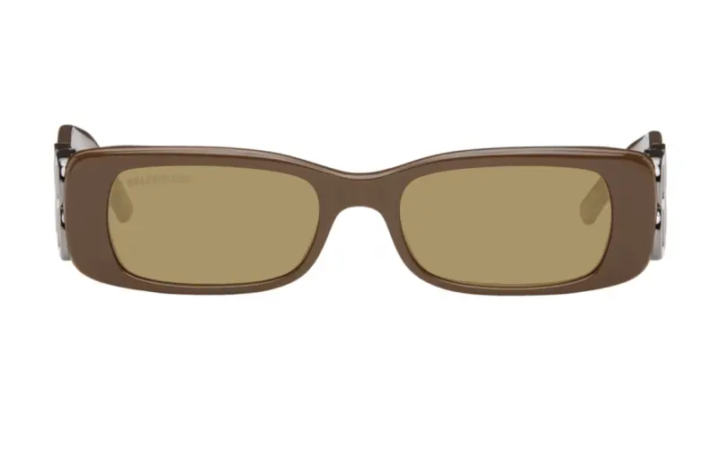 Balenciaga Acetate Irregular Shape Sunglasses Unisex Brown