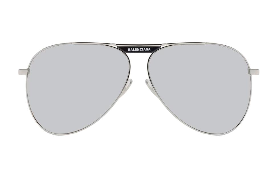 Balenciaga Metal Acetate Irregular Shape Sunglasses Women's Silver
