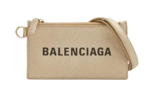 Balenciaga Leather Card Holder Women's Gold