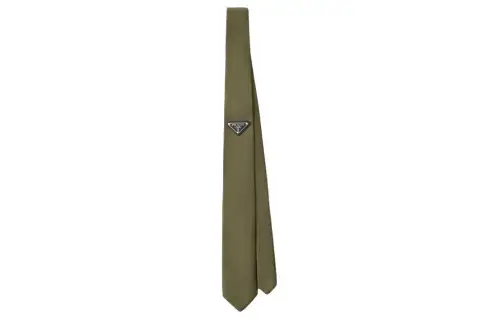 Prada enamelled triangle tie