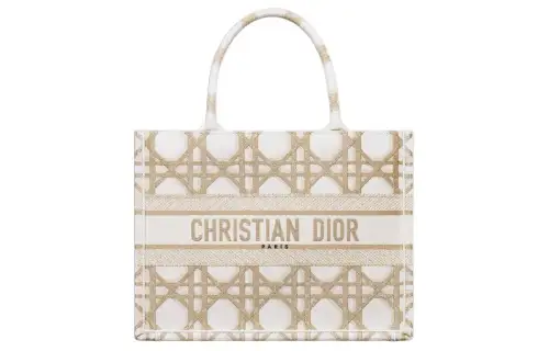 DIOR Embroidery Tote Bag, Shopping Bag, Handbag Medium Women's White