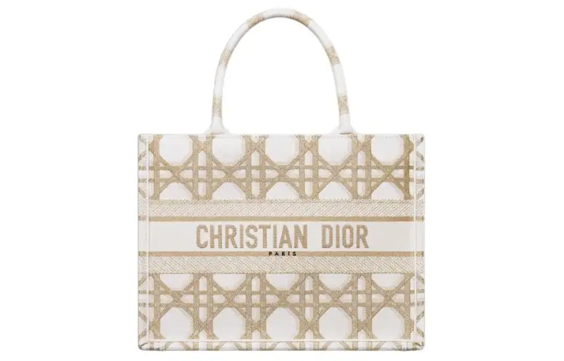 DIOR Embroidery Tote Bag, Shopping Bag, Handbag Medium Women's White
