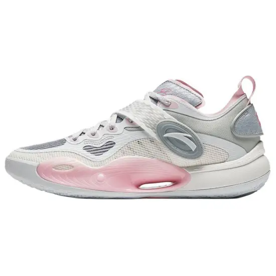 ANTA Basketball Shoes Men Low-Top Papyrus White/Cloud Gray