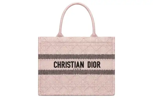DIOR BookTote Raffia Grass Tote Bag, Shopping Bag, Handbag Medium Women's Rouge Pink