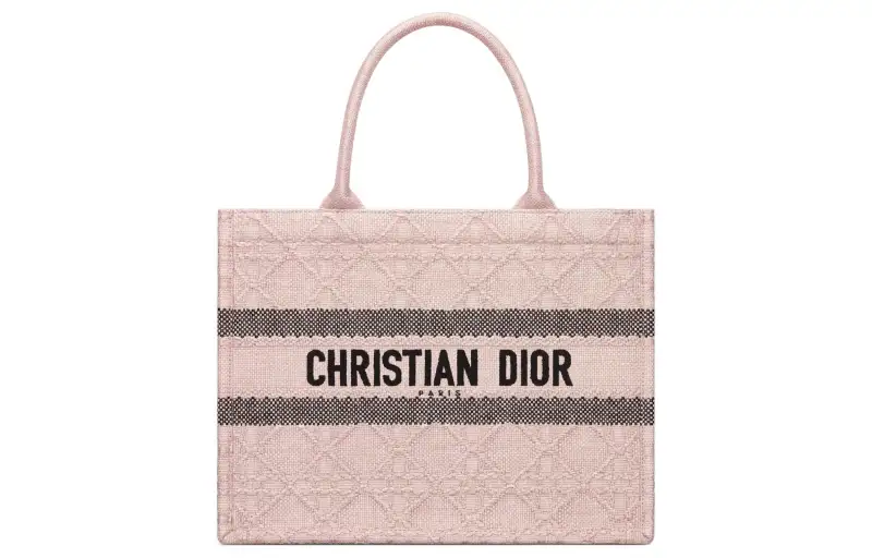 DIOR BookTote Raffia Grass Tote Bag, Shopping Bag, Handbag Medium Women's Rouge Pink