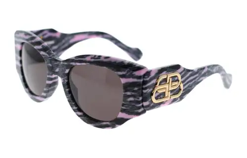 Balenciaga Acetate Irregular Shape Sunglasses Women's Pink