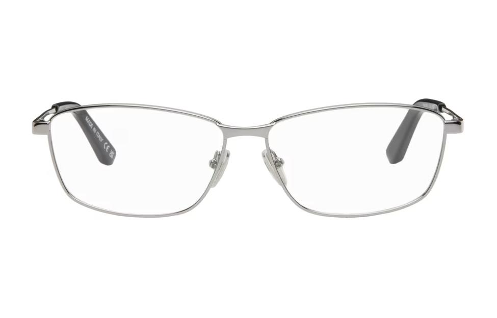 Balenciaga Metal Acetate Rectangular Eyeglass Frames Men's Silver