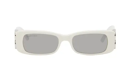 Balenciaga Acetate Metal Rectangular Sunglasses Unisex White