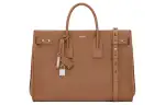 SAINT LAURENT SAC DE JOUR Calfskin Tote Bag, Shopping Bag, Handbag Men's Brown