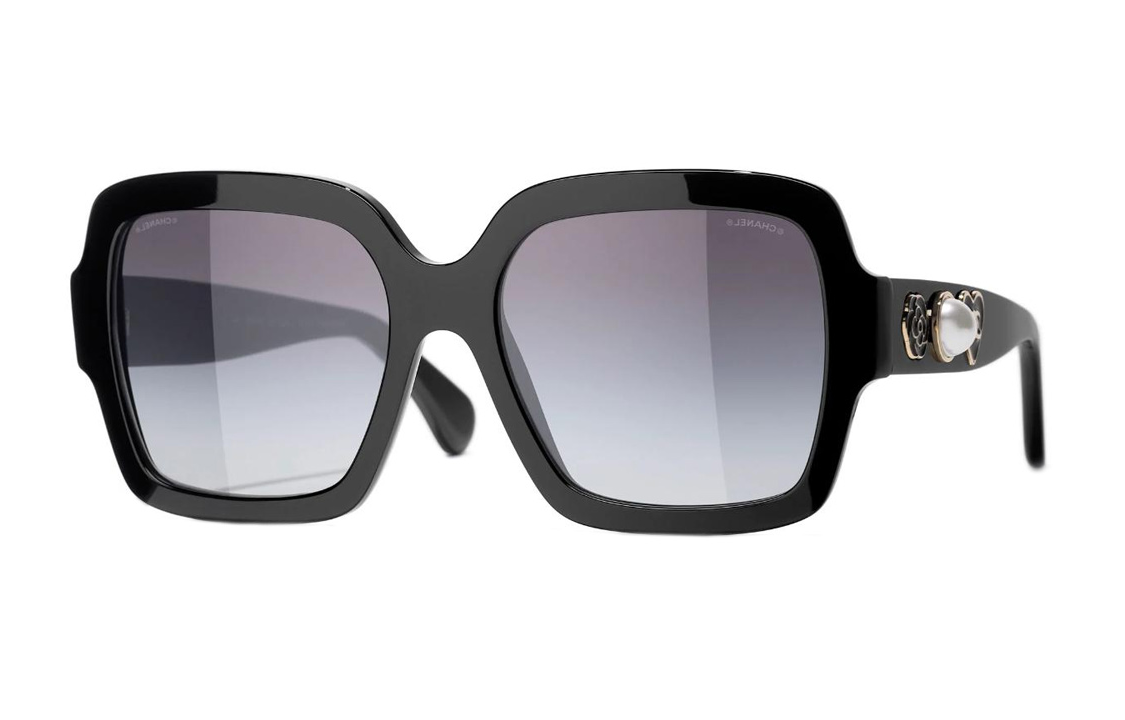 CHANEL Square Fashion Trend Square Sunglasses Women's Black