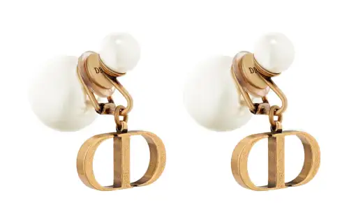 DIOR Metal, Resin, Pearl Earrings Women's Gold