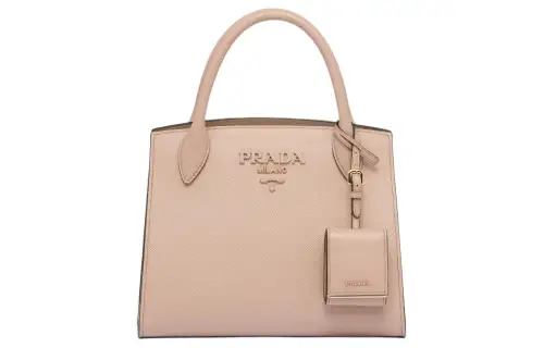 PRADA Monochrome Leather Tote Bag, Shopping Bag, Shoulder Bag, Crossbody Bag, Handbag Small Women's Soft Pink