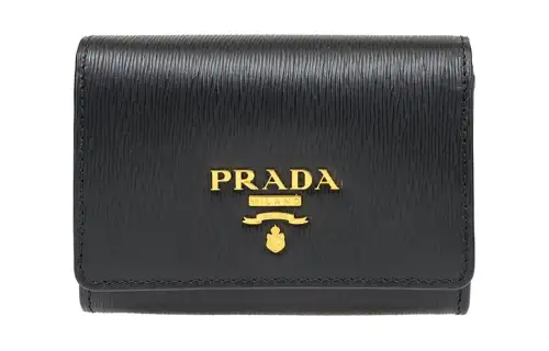 PRADA Cow Leather Wallet Women's Black