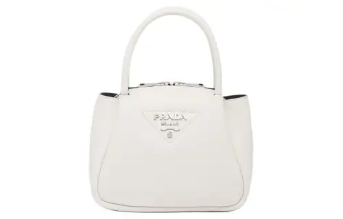 PRADA Leather Handbag Mini Women's White