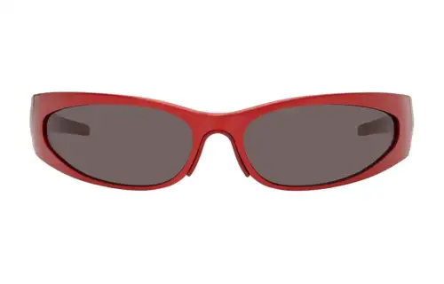 Balenciaga Aluminum Irregular Shape Sunglasses Men's Red