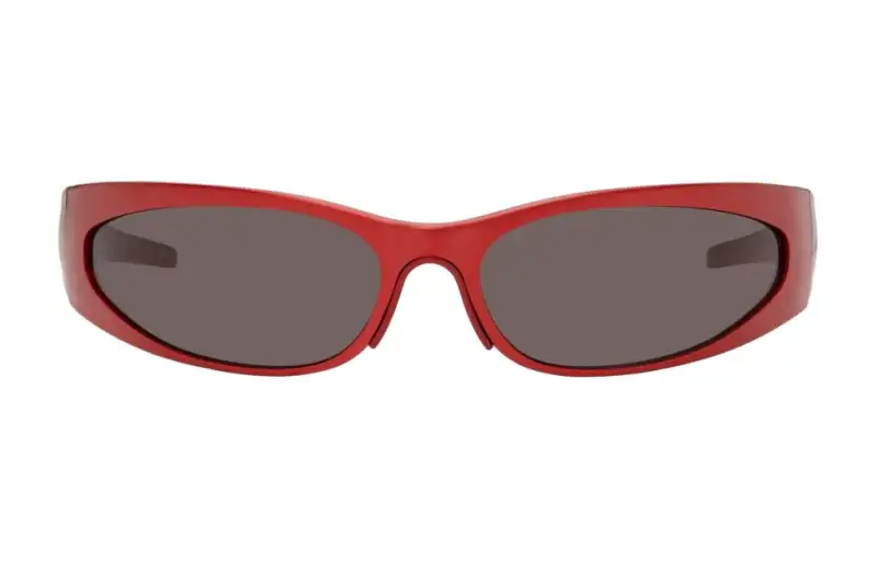 Balenciaga Aluminum Irregular Shape Sunglasses Men's Red