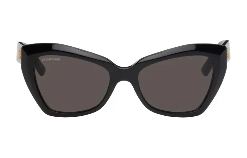 Balenciaga Acetate Irregular Shape Sunglasses Women's Black