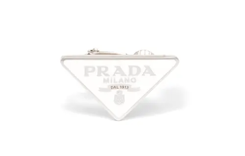 PRADA Enamel Coated 925 Silver, Palladium Clip On Earrings Women's White