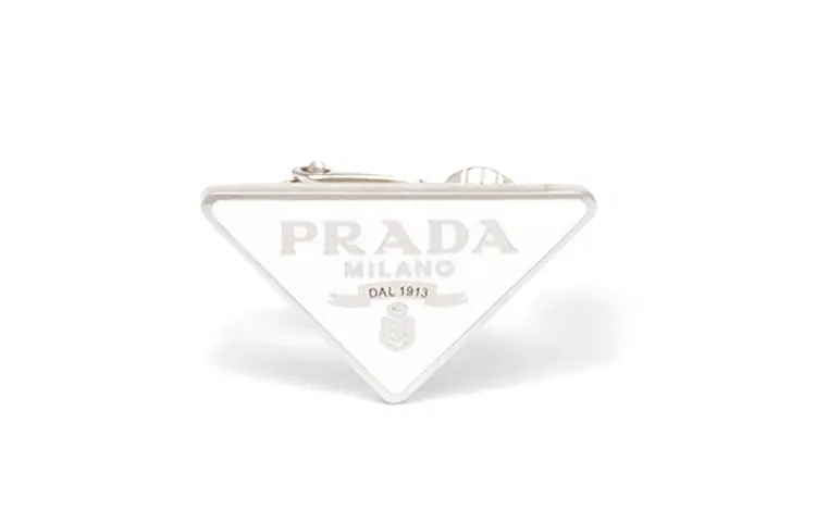 PRADA Enamel Coated 925 Silver, Palladium Clip On Earrings Women's White