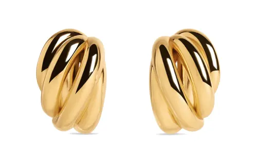Balenciaga Brass Clip On Earrings Women's Gold