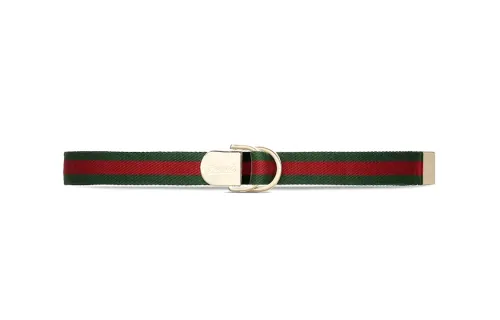 GUCCI Web Multicolor Canvas, Metal Belts Women's Green Width 2.5cm