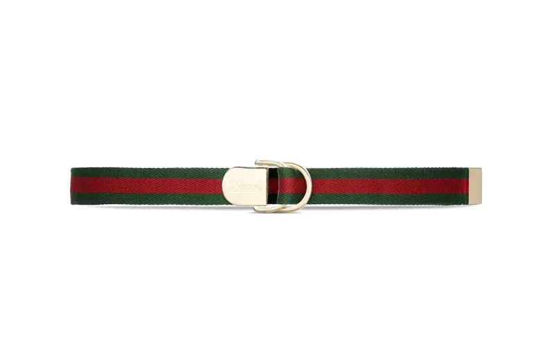 GUCCI Web Multicolor Canvas, Metal Belts Women's Green Width 2.5cm