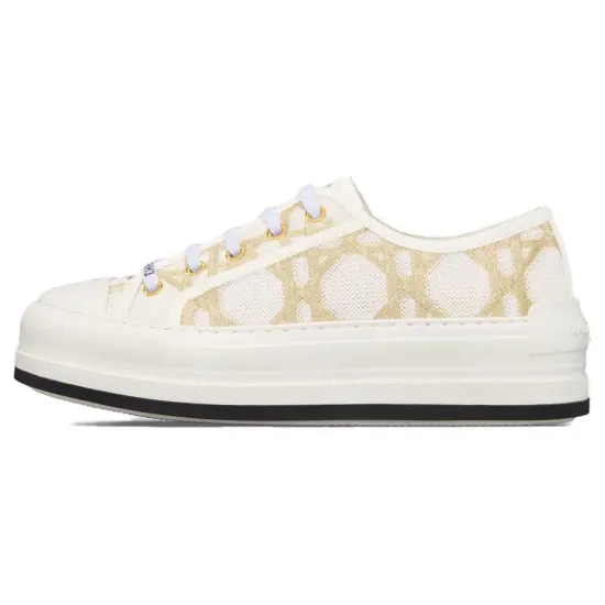 DIOR Skateboard Shoes Women's Low-Top White Gold