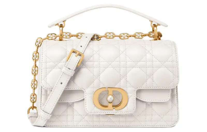 DIOR Jolie Cow Leather Shoulder Bag, Crossbody Bag, Handbag Small Women's Milk White