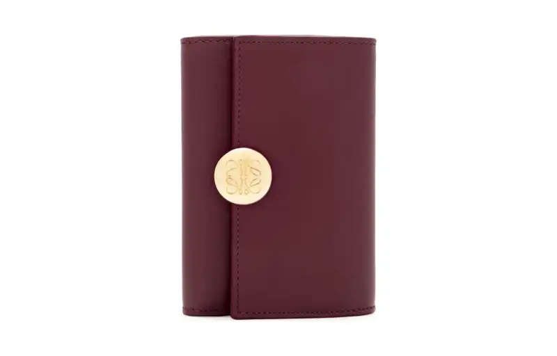 LOEWE Shiny Nappa Calfskin Wallet Small Women's Burgundy