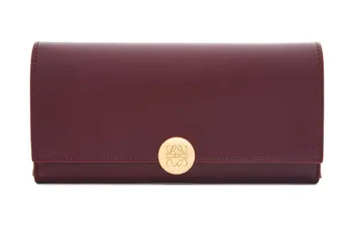 LOEWE Shiny Nappa Calfskin Wallet Women's Burgundy