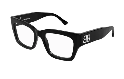 Balenciaga Acetate Irregular Shape Eyeglass Frames Unisex Black