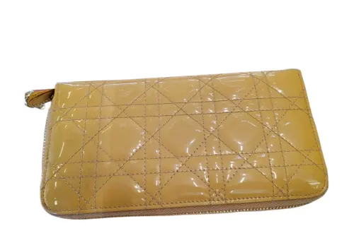 DIOR Patent Leather Wallet Women's Yellow