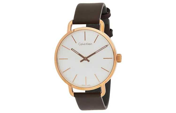 CK/Calvin Klein Wrist Watches Quartz Movement Leather Strap 42mm Silver Dial Men's Watches 30m Water Resistant