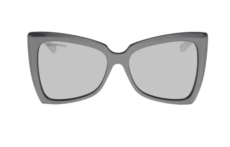 Balenciaga Acetate Plate Irregular Shape Sunglasses Men's Gray
