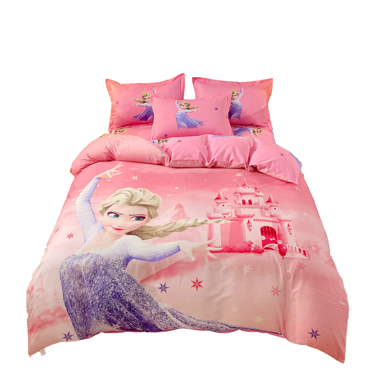Disney Disney, cotton strawberry, children's cartoon cute set for students, sheet, duvet cover, pillowcase, 4 piece set, bedding