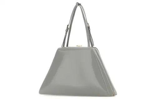 PRADA Lock Closure Leather Shoulder Bag Women's Light Gray