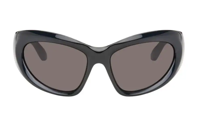 Balenciaga Bio nylon Irregular Shape Sunglasses Women's Black
