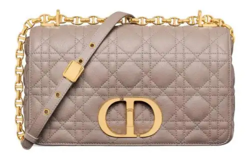 DIOR Caro Cow Leather Shoulder Bag, Crossbody Bag Medium Women's Warm Taupe