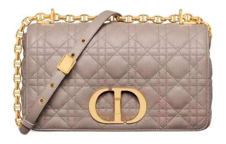DIOR Caro Cow Leather Shoulder Bag, Crossbody Bag Medium Women's Warm Taupe