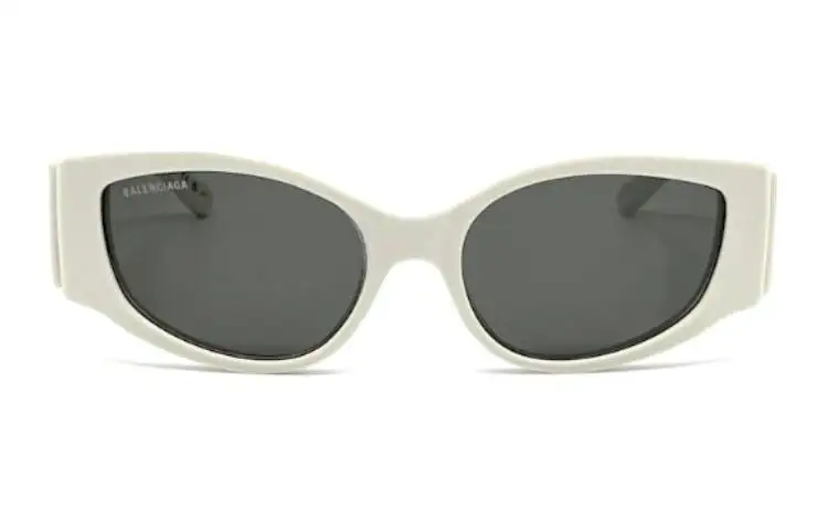 Balenciaga Acetate Irregular Shape Sunglasses Unisex White